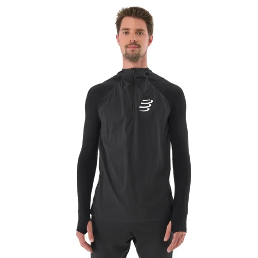 Compressport Hurricane Windproof sans couture haut demi-zip - AW24-Homme Hauts À Manches Longues